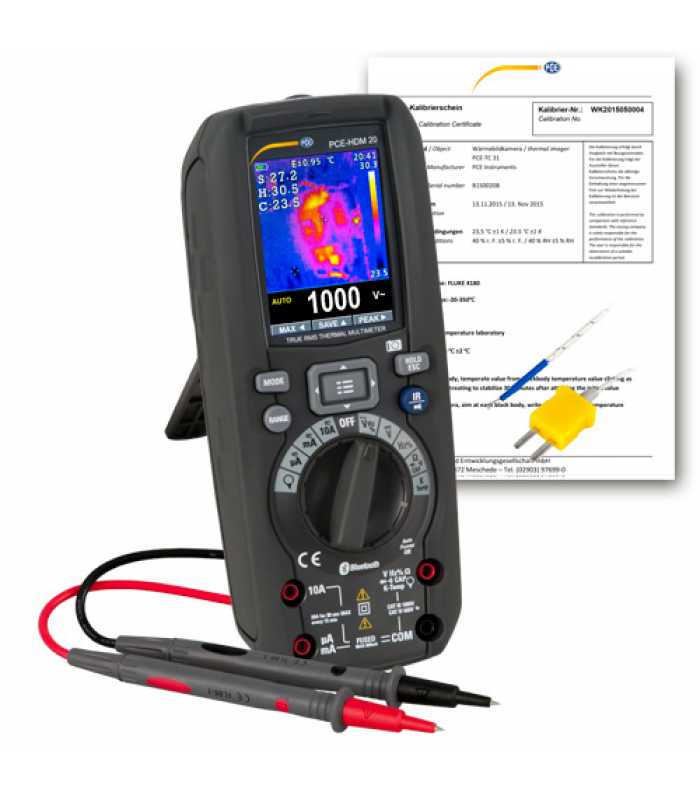 PCE Instruments PCE-HDM 20 [PCE-HDM 20-ICA] Thermal imager and TRMS Digital Multimeter w/ ISO Calibration -20 to 260°C (-4 to 500°F)